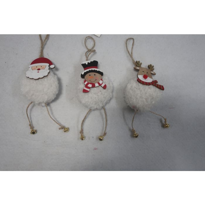 DKD Home Decor Decoración Colgante de Navidad Tradicional Blanco Rojo 3 x 7 x 24 cm (12 Unidades) Poliéster MDF