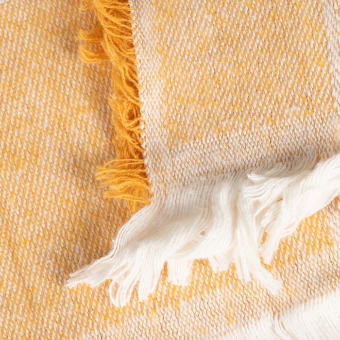 Colcha Cuadros Mostaza Algodón 200 X 260 cm