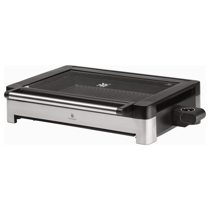 WMF Lono Tischgrill 0415430011 - Parrilla de Mesa Rectangular, Acero Inoxidable Negro, Aluminio, 2200 W, 600 x 413 mm, con Sensor y Bandeja 2