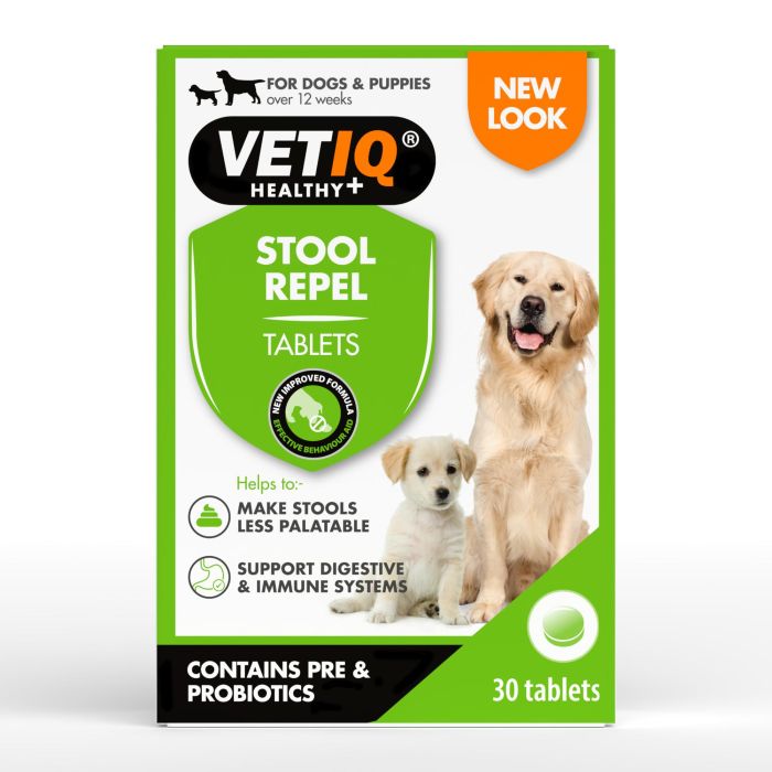 VetIQ Stool Repel Remedio Coprofagia para Perros y Cachorros | Comprimidos para Disuadir Comer Heces y Mejorar Digestión