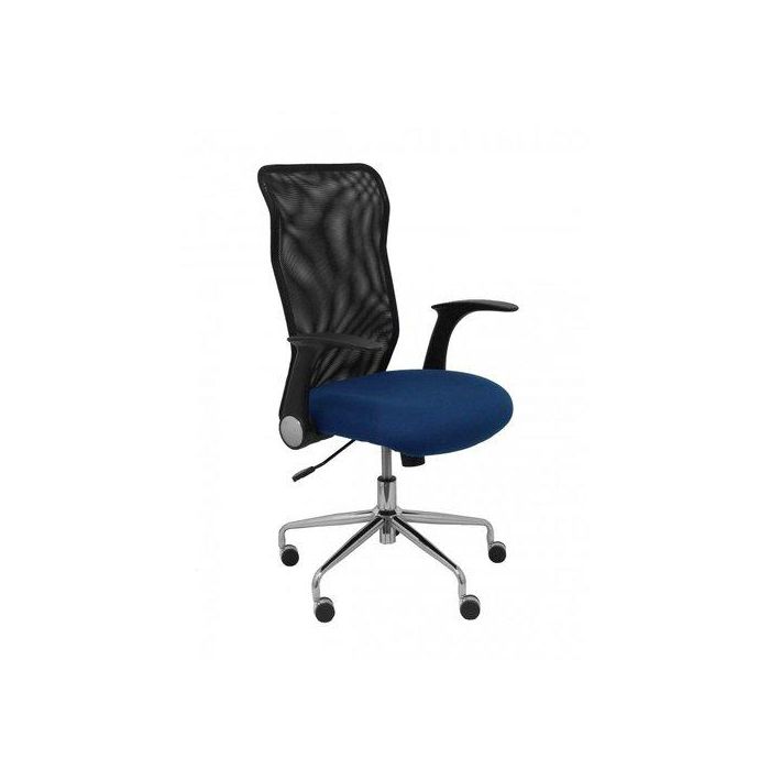 Silla Piqueras Y Crespo Minaya Brazos Retractiles Mecanismo Basculante Ergonomica Respaldo Malla Transpirable Negra Asiento Tapizado Bali Azul Marino