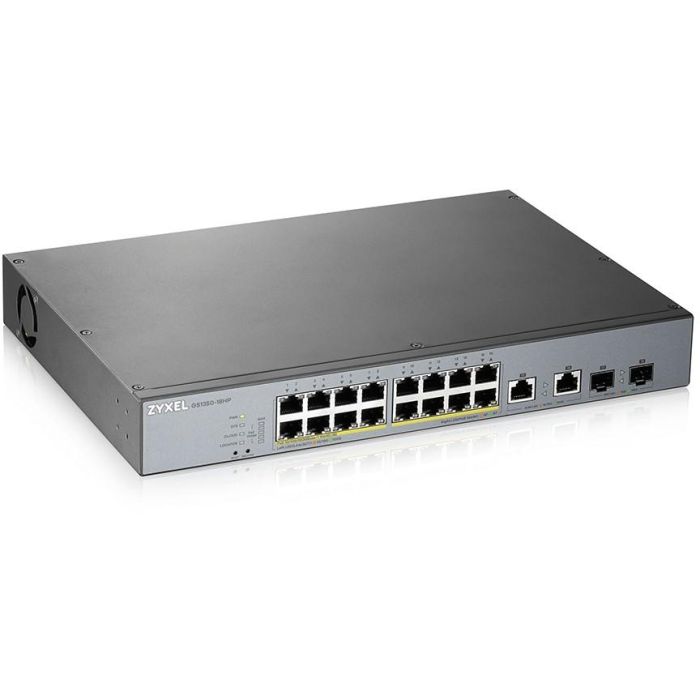 Zyxel Switch 16 Puertos PoE GS1350-18HP-EU0101F, 250W, Ideal para Videovigilancia, 16xGB, 2xSFP