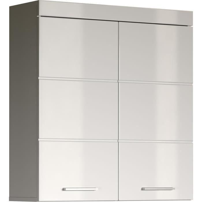 Trendteam Mueble de baño alto Amanda con 2 puertas, Blanco, L73 x P23 x H77 cm