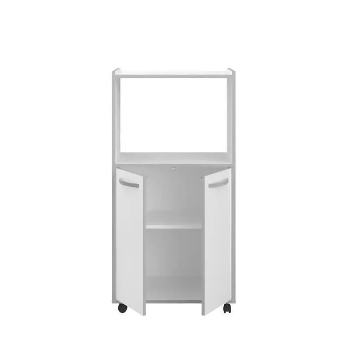 Oslo Carro de cocina L 60cm Blanco, 2 puertas, Melamina Mate, Patas Alu, 60x43x118 cm, Hecho en Francia 3