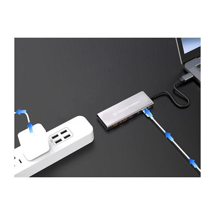 Conceptronic HUBBIES15G 4-Port USB 3.2 Gen 2 Hub, 10Gbps, USB-C x 2, USB-C a W Usb PD/Aluminum 4