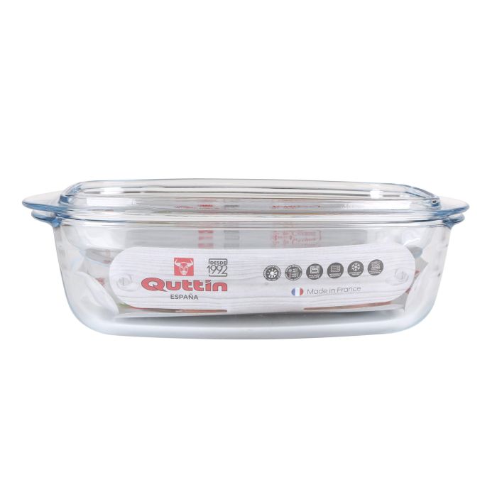 Quttin Cacerola de Vidrio Rectangular con Tapa 3L + 1.5L (3 Unidades) 1