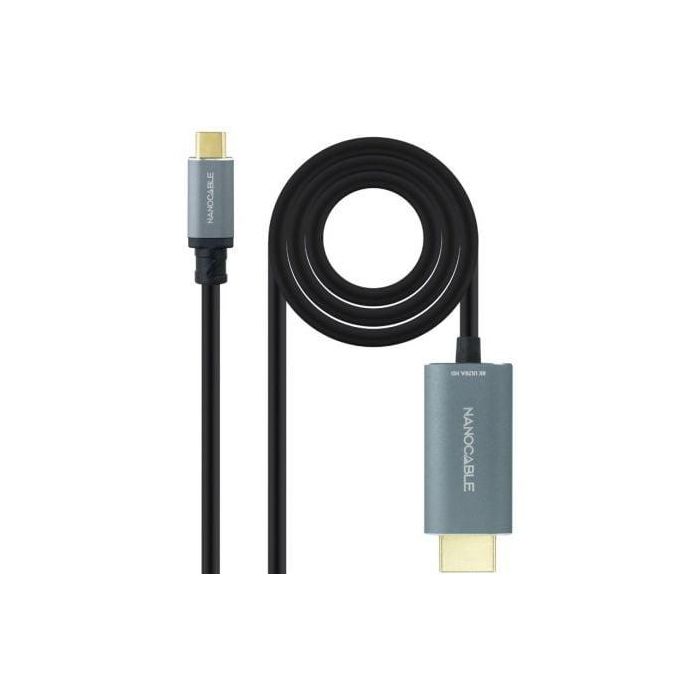 Nanocable 10.15.5162 Cable Conversor USB-C a HDMI 2.1 8K@60Hz 4K@120Hz compatible Thunderbolt 4/3 y USB PD 3.0 1.8m Negro Nanocable 10.15.5162 Cable Conversor USB-C a HDMI 2.1 8K@60Hz 4K@120Hz compatible Thunderbolt 4/3 y USB PD 3.0 1.8m Negro
