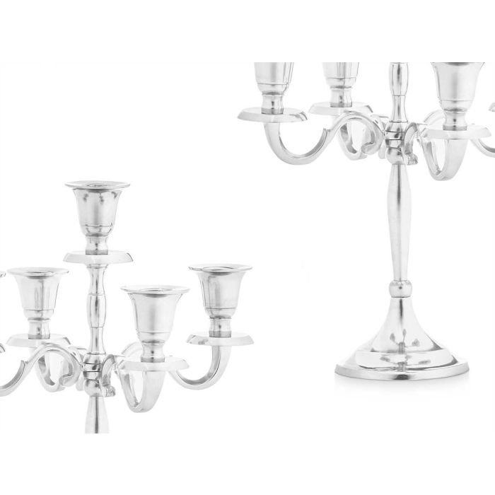 Candelabro 5 Velas Plateado 28,5Cm Giftdecor (4 Unidades) 2 Candelabro 5 Velas Plateado 28,5Cm Giftdecor (4 Unidades) 2