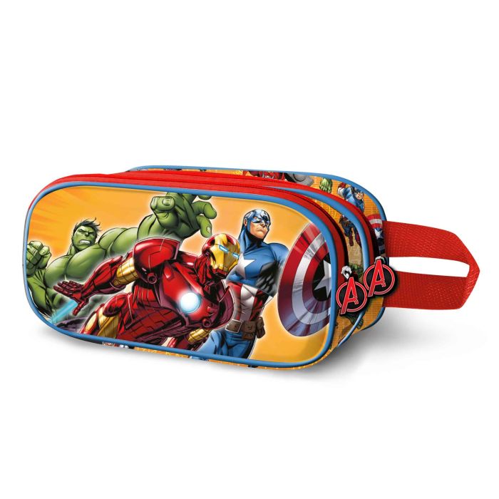 Estuche Portatodo 3D Doble Attack Marvel Los Vengadores Rojo