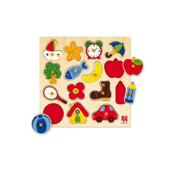 Goula Puzzle Encajable de Madera Siluetas 15 Piezas con Base - Edad Mínima 14 Meses 0 Goula Puzzle Encajable de Madera Siluetas 15 Piezas con Base - Edad Mínima 14 Meses 0