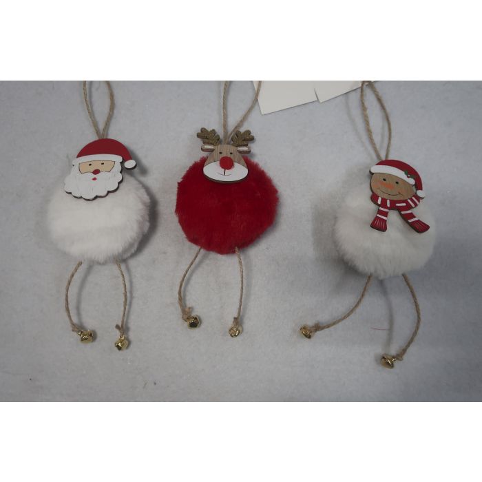 Decoracion Colgante Navidad Tradicional DKD Home Decor Blanco Rojo 2.5 x 24 x 7 cm (12 Unidades)