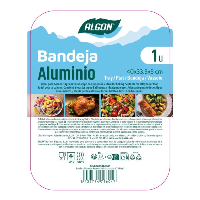 Inde Bandeja Aluminio Rectangular 40 cm x 33.5 cm x 5 cm 3