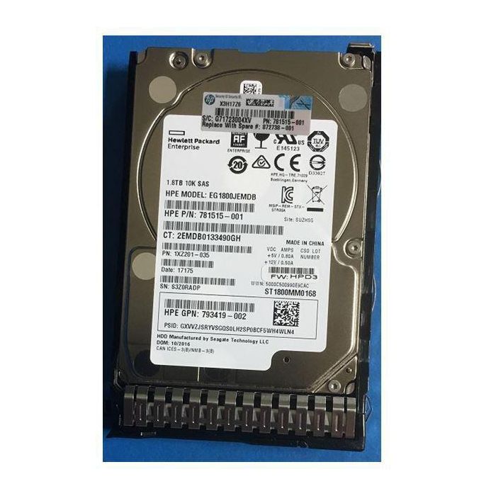 Hewlett Packard Enterprise 1.8TB HDD, SAS, 12G, 10000rpm, SC 512e DS 1