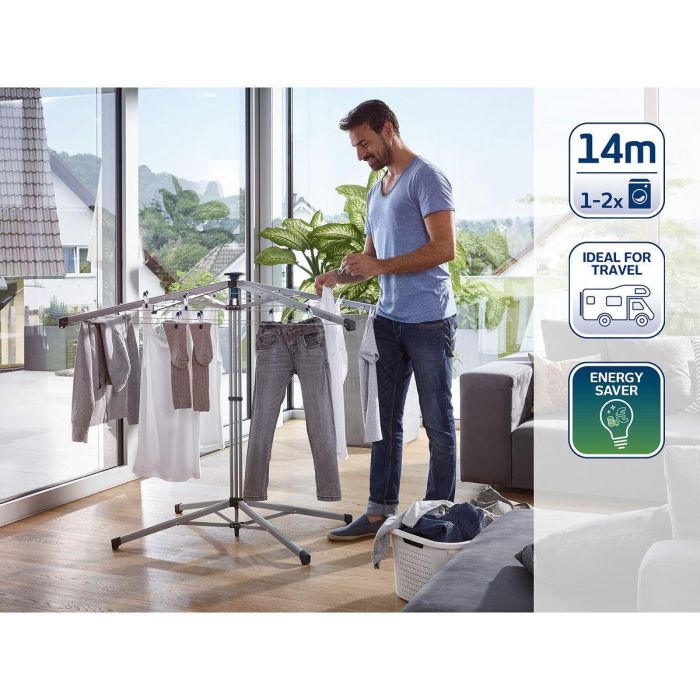 Leifheit 82500 Secador de Ropa LinoPop-Up, 14 m de Extensión, Plegado Compacto 5 Leifheit 82500 Secador de Ropa LinoPop-Up, 14 m de Extensión, Plegado Compacto 5