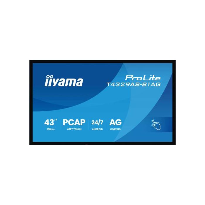 Iiyama T4329AS-B1AG Monitor Interactivo All-in-One PCAP 43" 4K UHD Táctil Android 14, 500cd/m², WiFi, HDMI, USB-C 24/7