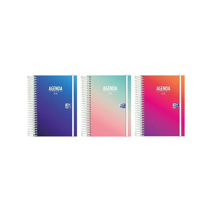 Oxford Agenda Escolar Gradient Espiral 8º Dp T-Extradura C-Surtidos 2025-2026 Castellano - Diseño Nude Azul, Quicknotes®, WRITE&ERASE, Compatible con SCRIBZEE®