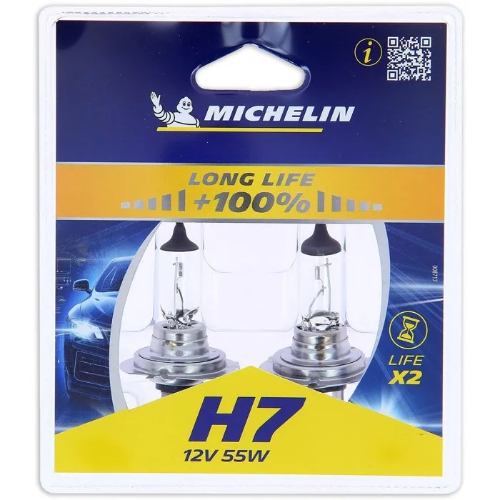 Michelin H7 12V 55W LIFE + 50% Bombilla de Coche - Pack x2 2