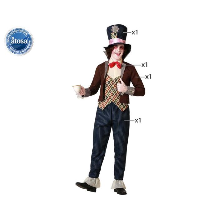 Disfraz Sombrerero Loco Traje Marrón Hombre Adulto XL - Personajes de Cuento Disfraz Sombrerero Loco Traje Marrón Hombre Adulto XL - Personajes de Cuento