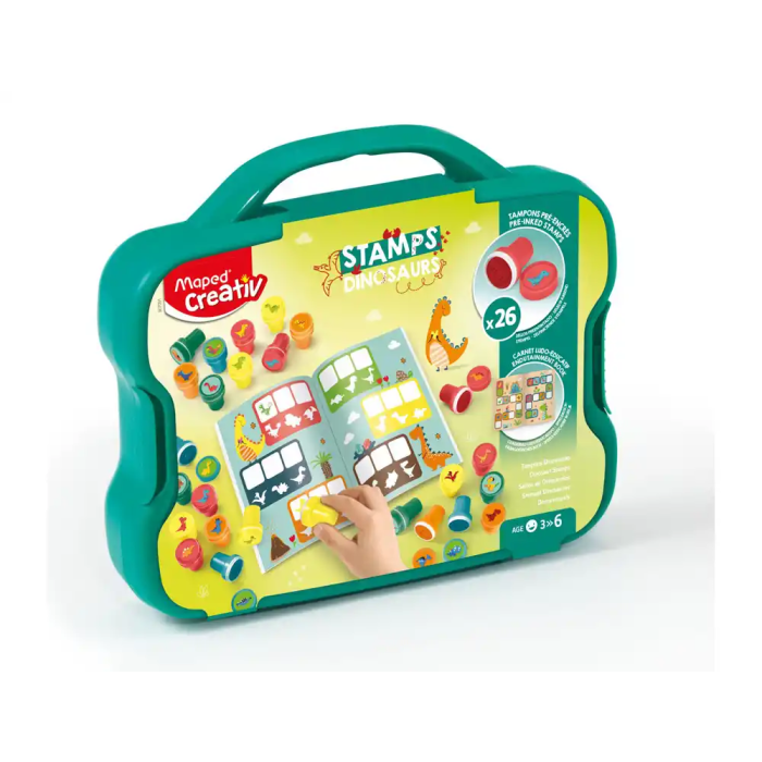 Maped Maletín Creativ Textur Art Sello Dinosaurios 26 Unidades Juego Didáctico Tinta Lavable 1