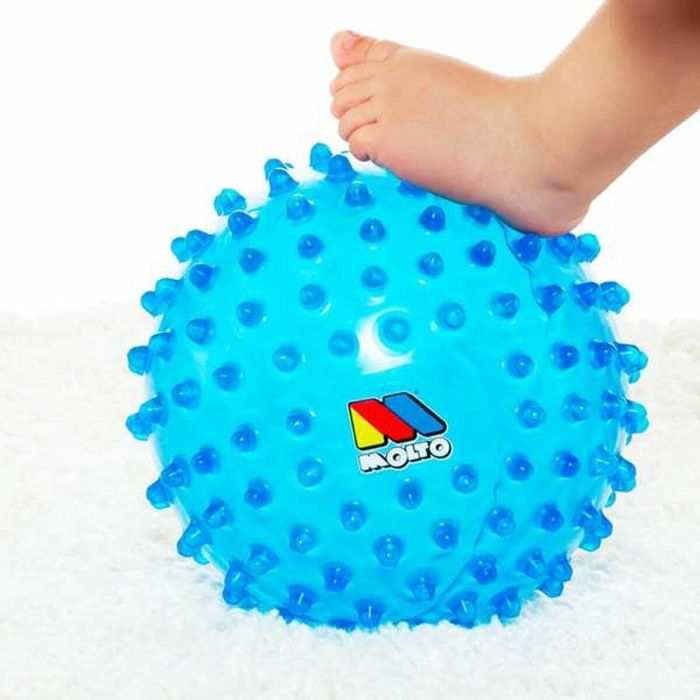 Bola sensorial 20 cm azul. con colores y textura suave para la diversión y aprendizaje de los bebes. 3