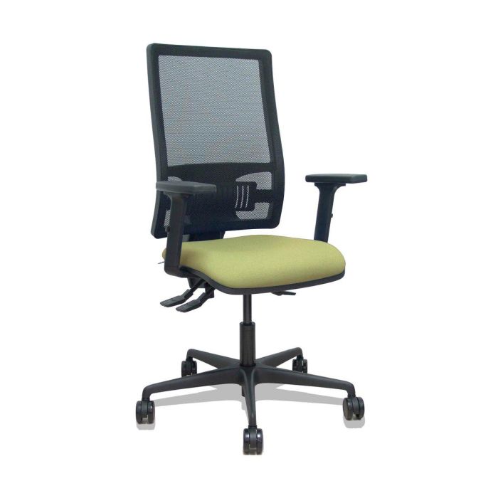 PIQUERAS Y CRESPO Silla Bormate asincro malla negra asiento bali verde oliva brazos 2D ruedas 65mm PIQUERAS Y CRESPO Silla Bormate asincro malla negra asiento bali verde oliva brazos 2D ruedas 65mm