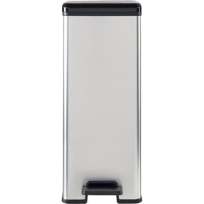 Curver CUR3253922340304 Papelera Slim Bin 40L, Ahorro Espacio, Gris Metalizado, 40x25x61 cm 4