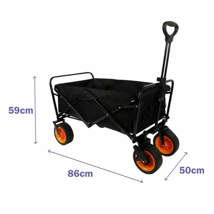 Marbueno Carrito Multiusos Plegable Acero 200 KG Negro Jardin, Playa y Camping 86X50X59 cm 10478 1