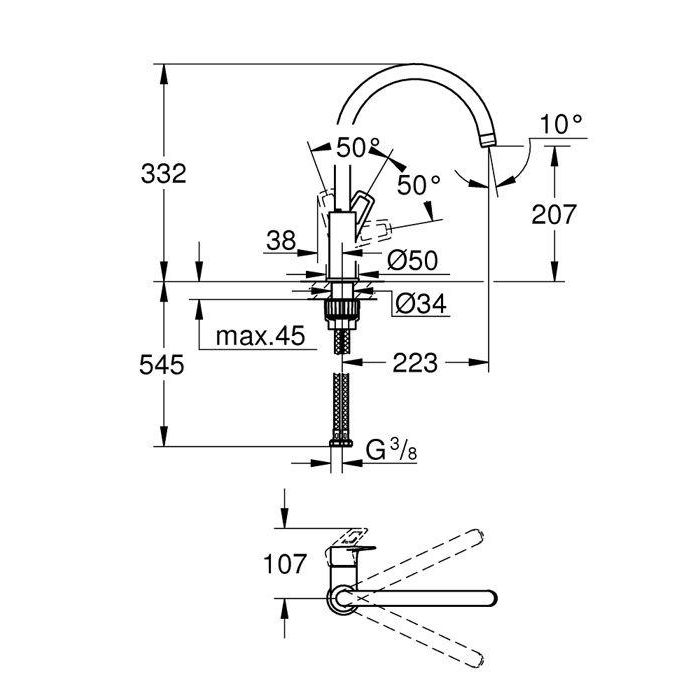 GROHE Mezclador monomando de lavabo BauLoop 31368001 1 GROHE Mezclador monomando de lavabo BauLoop 31368001 1