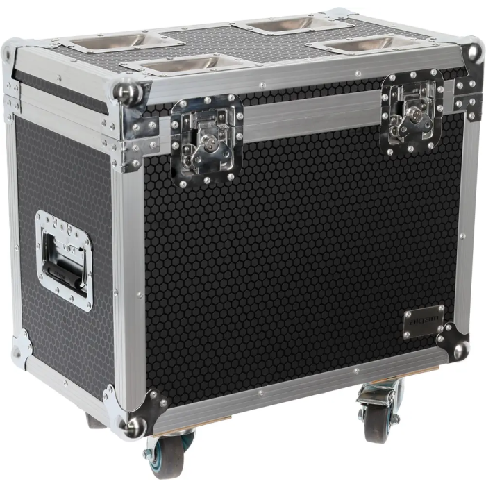 Algamlight Flight Case con Ruedas para 2x MS150 - Madera y Espuma, Ruedas con Freno, Cierres Mariposa 1
