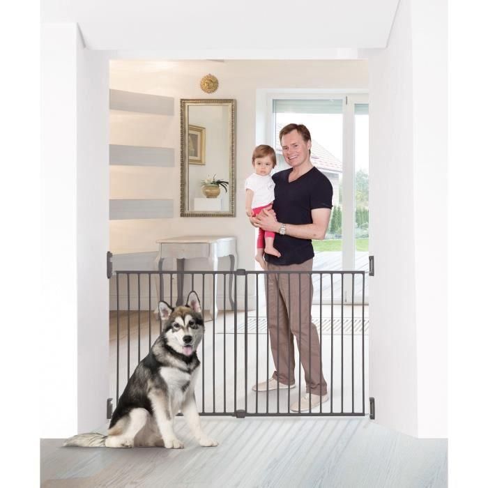 DREAMBABY Barrera de seguridad Extra ancha BROADWAY Gro Gate - Para atornillar - L 76/134,5 x H 76 cm - Gris 3