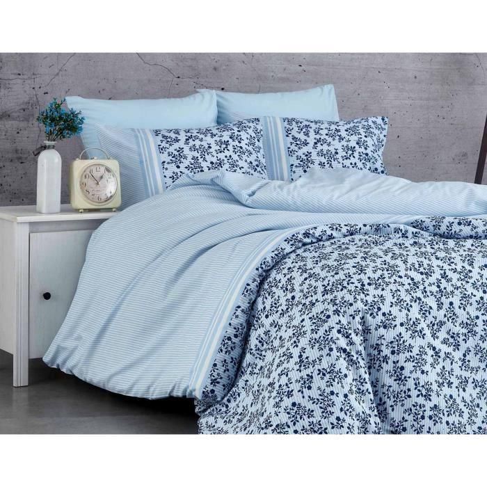 Juego de cama ASI8683342463379 - 1 funda nórdica 220x240 cm + 2 fundas almohada 60x60 cm - 100% algodón reforzado - Azul 1
