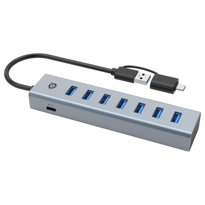 Conceptronic HUBBIES21G Hub USB 3.0 Gris 7 Puertos USB-A Macho USB-C Macho 5 Gbps 1