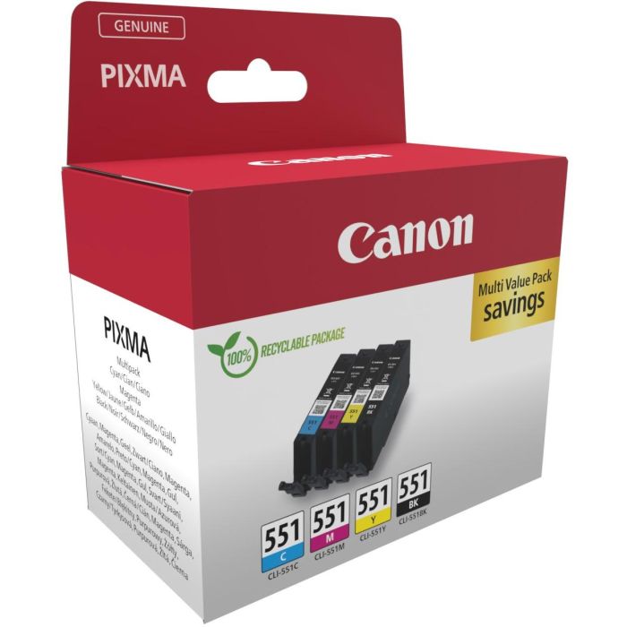CANON Cartuchos CLI551 CMYK Multi EcoPack 4 colores carton 1 CANON Cartuchos CLI551 CMYK Multi EcoPack 4 colores carton 1