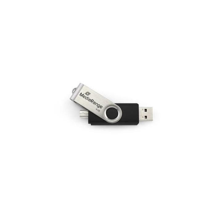 MEDIARANGE MR931-2 USB-Stick 16 GB USB-A/Micro-USB 2.0 Plata, Negro 1