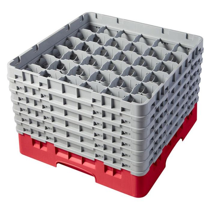 CAMBRO - 36S1114-163 - Cesta de lavado 36 comp. 6 alturas - 7,2 cm Ø máx. - alt. máx. 29,9 cm - 50 x 50 x 34,9 cm - Rojo