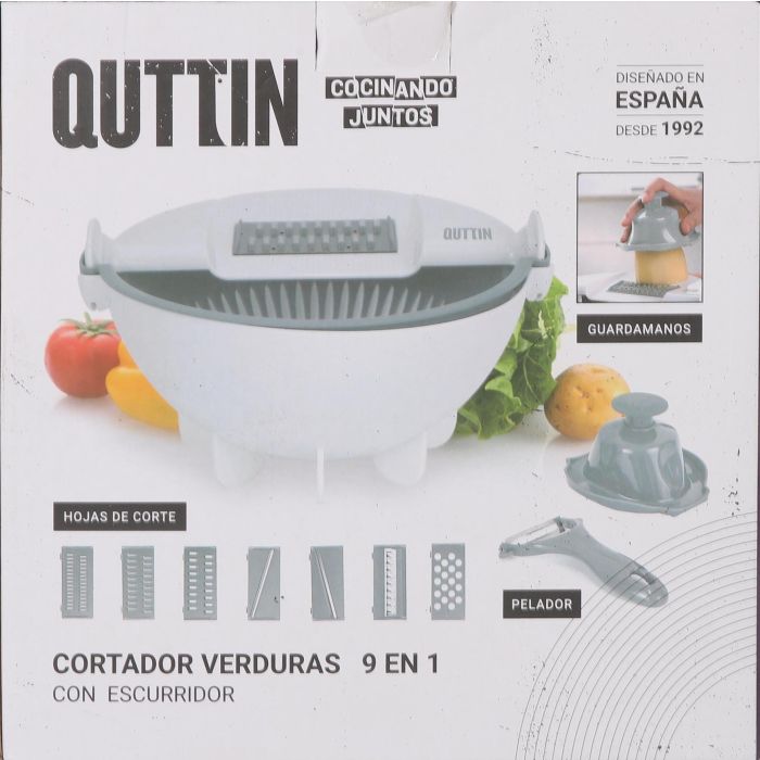 Cortador de Verduras 9 en 1 con Escurridor Quttin (6 Unidades) 1 Cortador de Verduras 9 en 1 con Escurridor Quttin (6 Unidades) 1