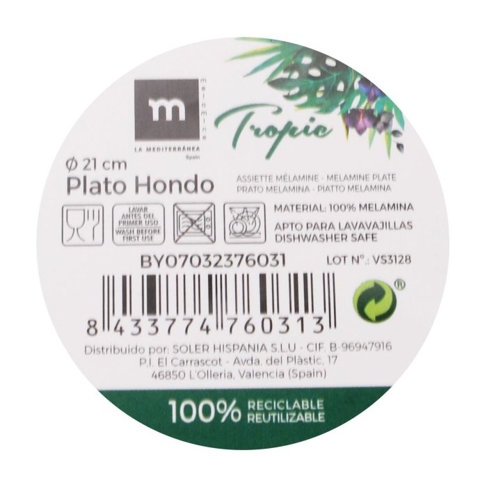 Plato Hondo Tropic 21 cm - La Mediterranea (24 Unidades) 1 Plato Hondo Tropic 21 cm - La Mediterranea (24 Unidades) 1