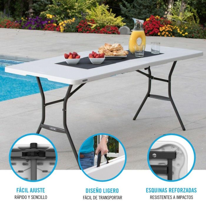 Mesa Plegable Lifetime Blanco 185 x 74 x 76 cm Acero Plástico 4 Mesa Plegable Lifetime Blanco 185 x 74 x 76 cm Acero Plástico 4