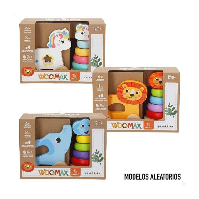 Color Baby Arrastre Madera Animales con Torre Apilables 21.5x95x15 cm 1