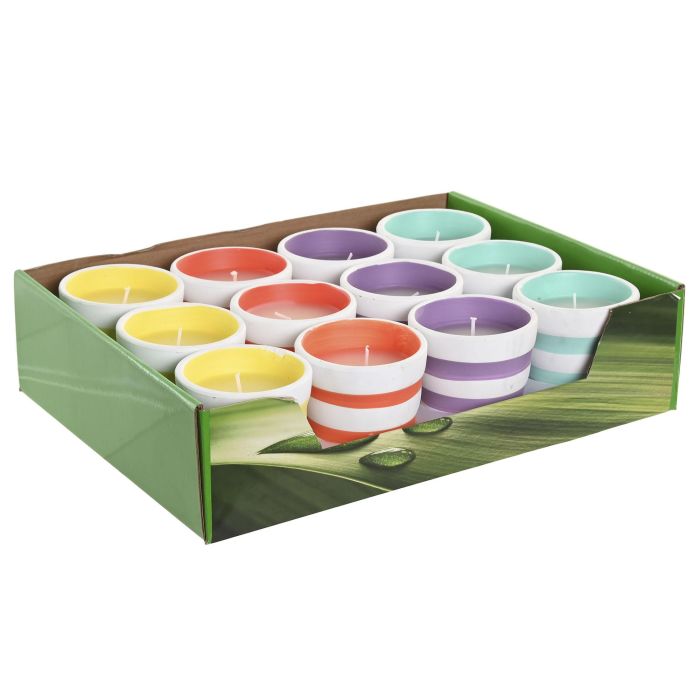 Vela Urban DKD Home Decor Bicolor Amarillo 8 x 8 x 8 cm (12 Unidades) 3