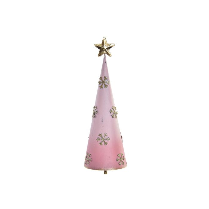 Arbol Navidad Fantasia DKD Home Decor Rosa Palo Dorado 6.5 x 40 x 14 cm (4 Unidades) 2