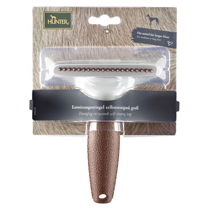 Hunter Peine De Curry Antienredos Autolimpiable Talla L para Pelo Denso y Grueso 2