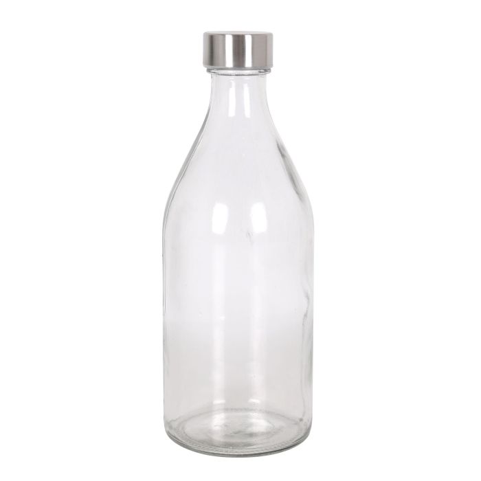 Anna Botella de Vidrio 1L con Tapa de Metal Redonda - 9,4 x 9,3 x 25,3 cm (6 Unidades) 4