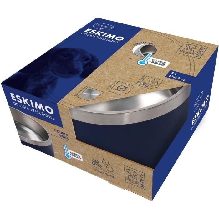Cuenco - M PETS - ESKIMO - Doble pared 2 L - Azul - Acero inoxidable, antideslizante, inodoro, inoxidable, lavable 1 Cuenco - M PETS - ESKIMO - Doble pared 2 L - Azul - Acero inoxidable, antideslizante, inodoro, inoxidable, lavable 1