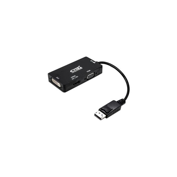 Nanocable 10.16.3301-BK Cable Conversor Displayport a VGA/DVI/HDMI 3 en 1 4K Plug & Play Negro 15 cm Nanocable 10.16.3301-BK Cable Conversor Displayport a VGA/DVI/HDMI 3 en 1 4K Plug & Play Negro 15 cm