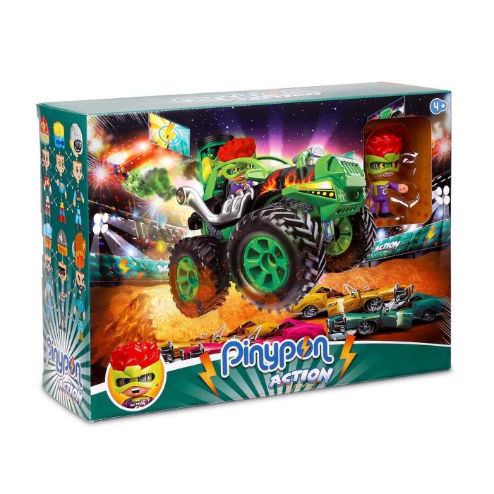 Pin Y Pon Coche Big Foot Pinypon Action 7/17051 Figura Piloto Carreras Ruedas Grandes Amortiguadores Deposito Transparente 2