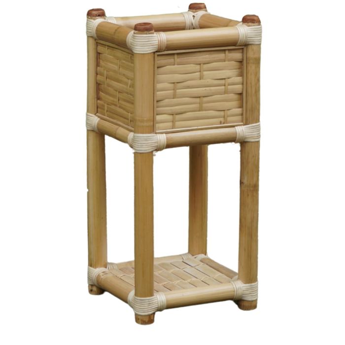 DKD Home Decor Macetero Tropical de Bambú y Ratán 35 x 35 x 77 cm