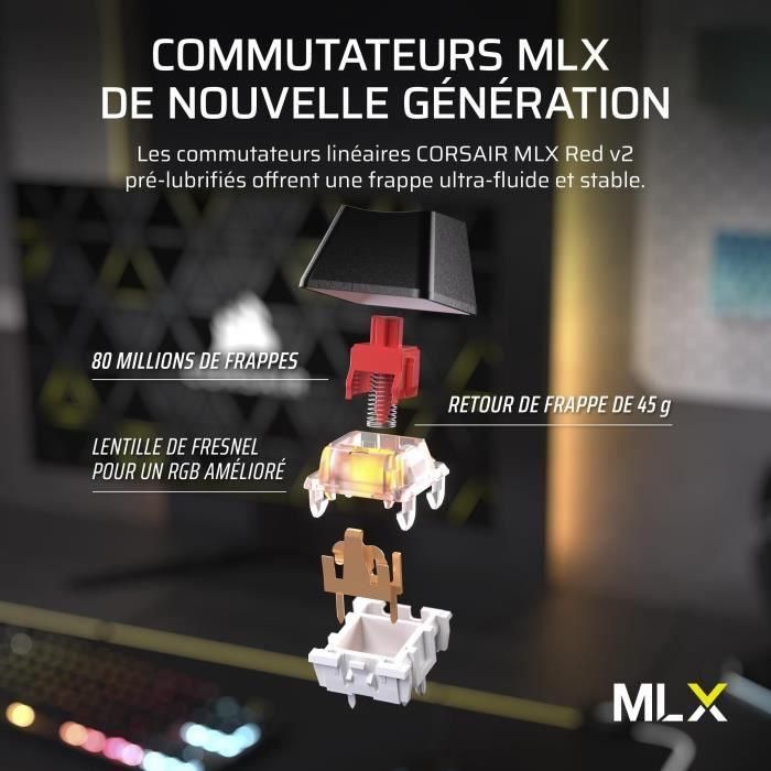 Teclado para juegos - CORSAIR - K70 Core TKL inalámbrico - RGB, interruptores MLX Red v2 4 Teclado para juegos - CORSAIR - K70 Core TKL inalámbrico - RGB, interruptores MLX Red v2 4