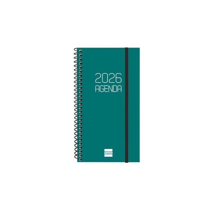 Agenda Anual (2026) Catalan Finocam Espiral Opaque Espiral Tapa Pp Con Goma E9 94X171 S/V Apais. Verd