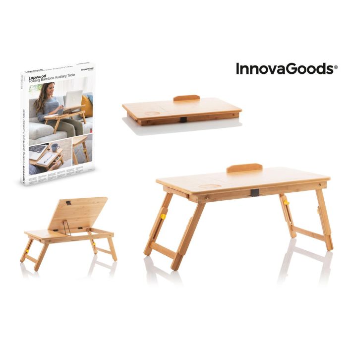 Mesa Plegable Auxiliar de Bambú Lapwood InnovaGoods Mesa Plegable Auxiliar de Bambú Lapwood InnovaGoods